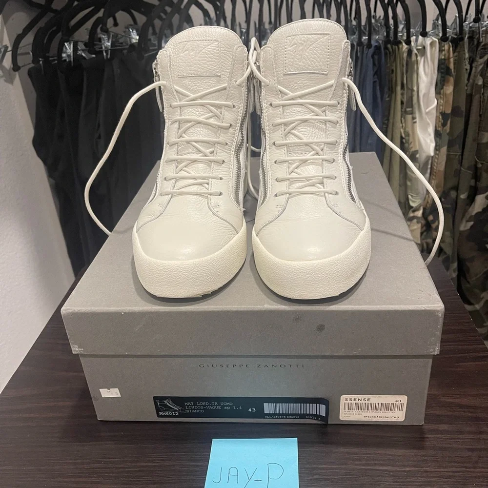 Giuseppe Zanotti White May London High-Top Silver Zipper Sz 43/10 Designer - Picture 1 of 15